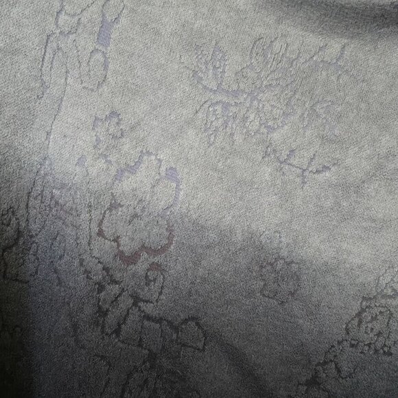 Sugar Ombre Gray Floral Poncho One Size Black Pom Pom Trim Flowy Brushed Cotton - Picture 4 of 9